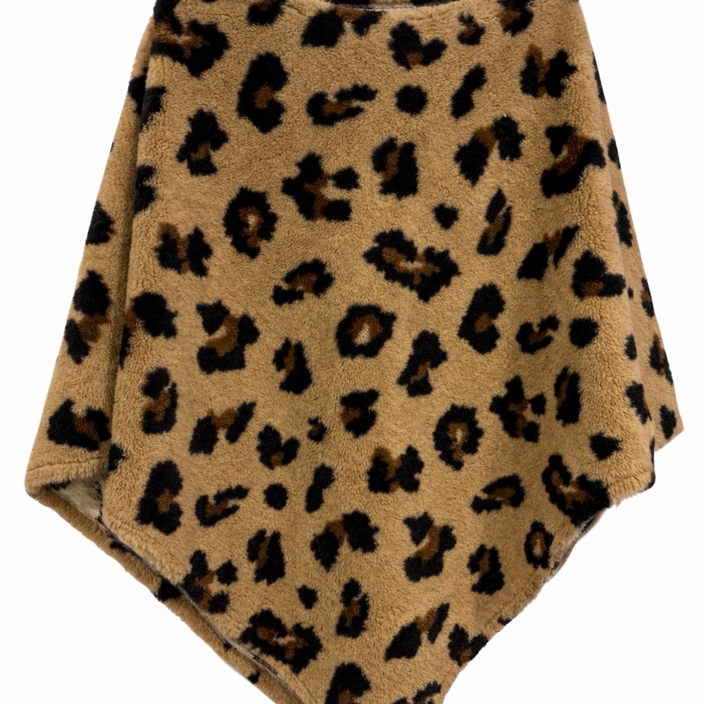 Leopard Print Fleece Poncho